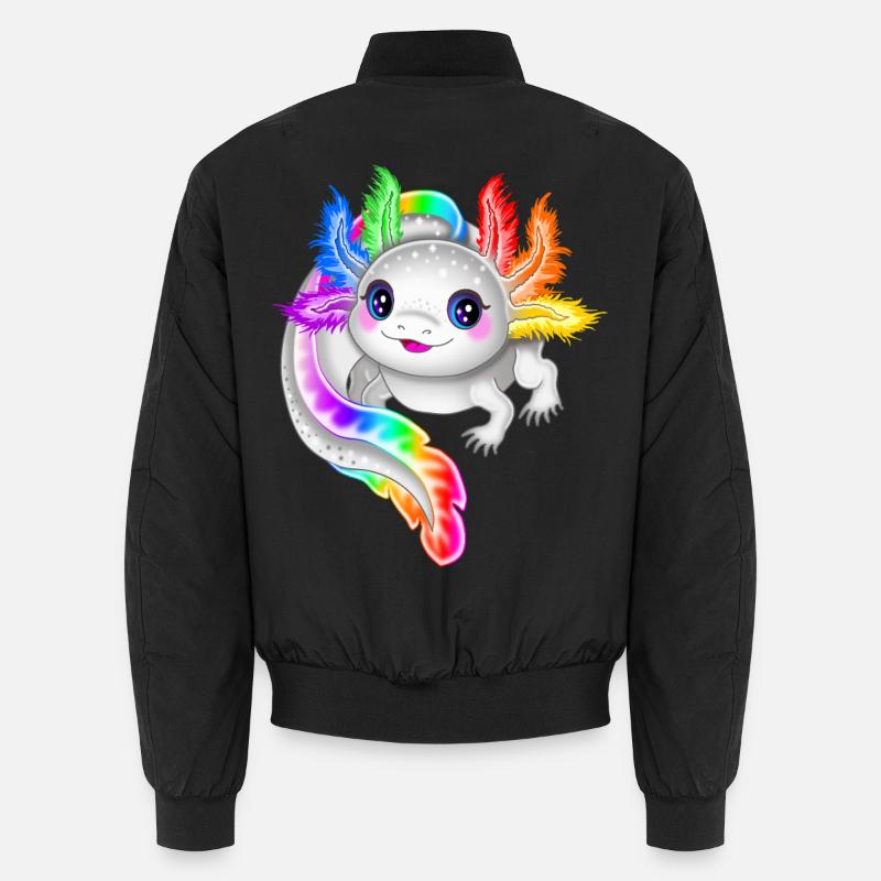Regenbogen bunter Axolotl Unisex Bomberjacke