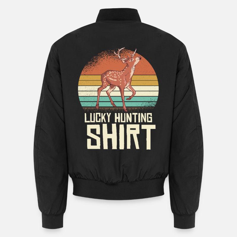 Deer Retro Sunset Shirt - Unisex Bomber Jacket - black