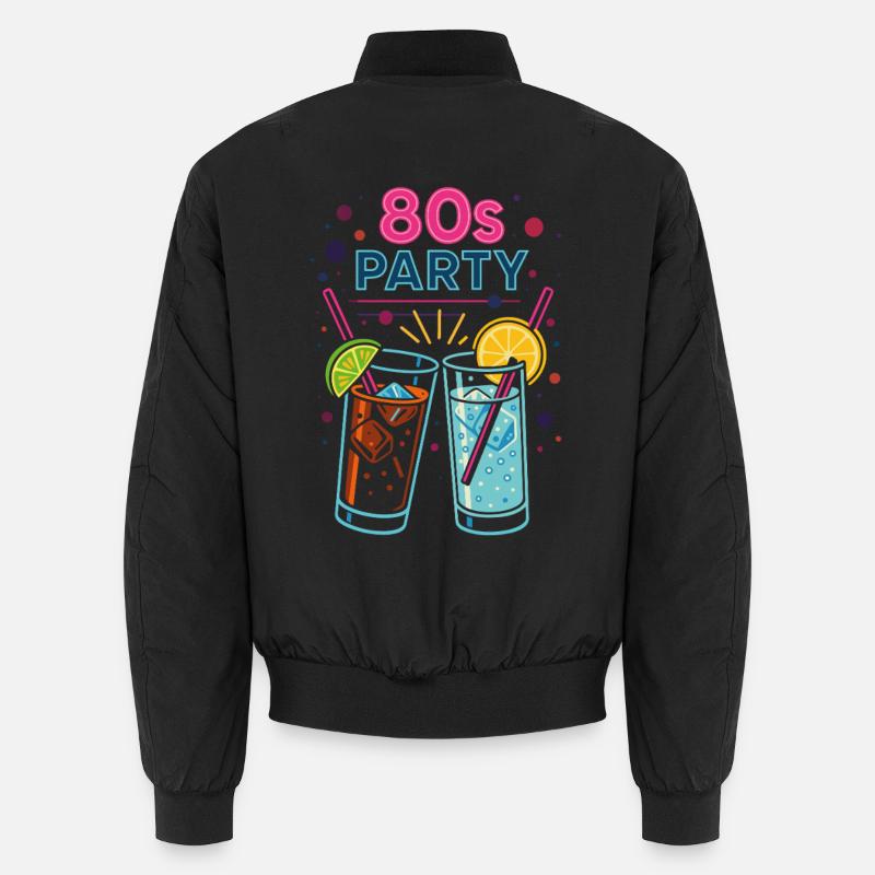 80s Party Neon Drinks - Unisex Bomber Jacket - black