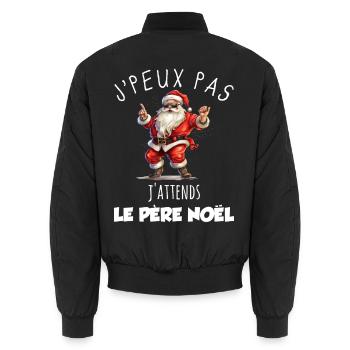Je Peux Pas J'attends le Père Noël Cadeau Humour - Bomber unisexe - noir - Dos - AI Model Male 185 light (185cm)