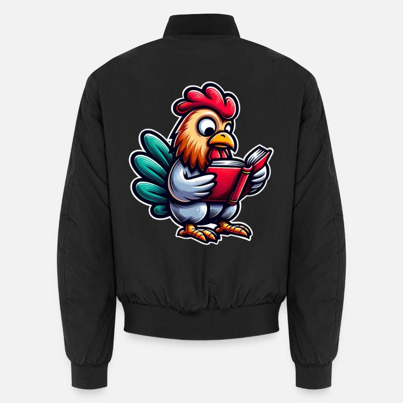 Reading rooster in comic style Unisex Bomber Jacket