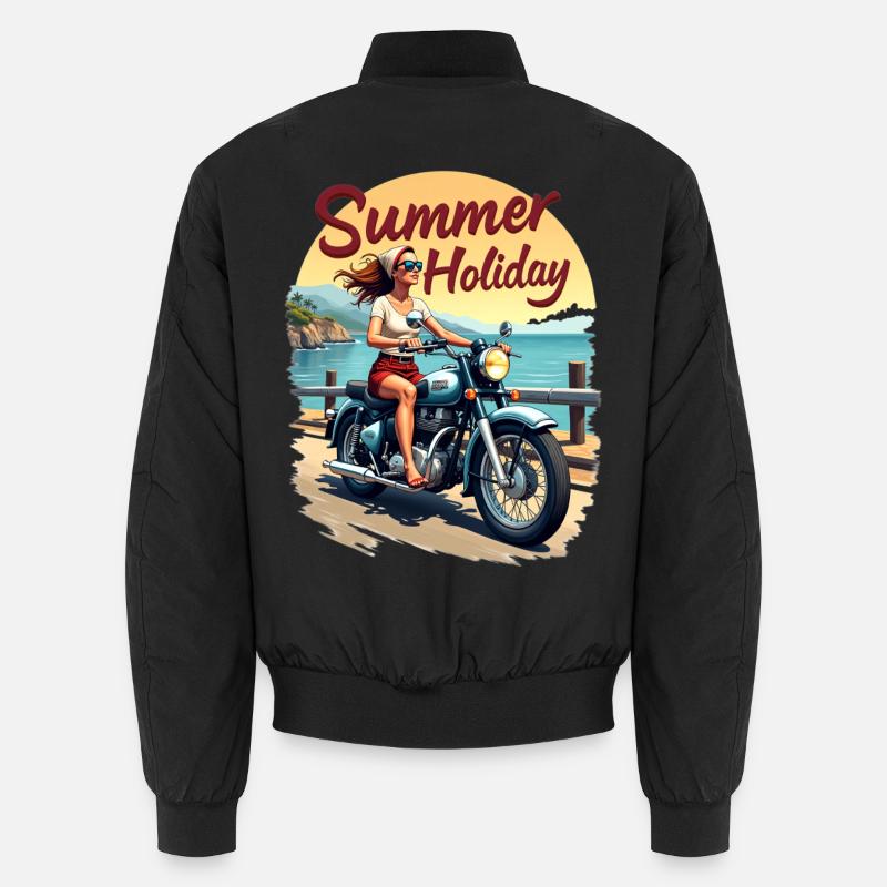 Motorcycle Summer Holiday Vacation Biker Unisex Bomber Jacket