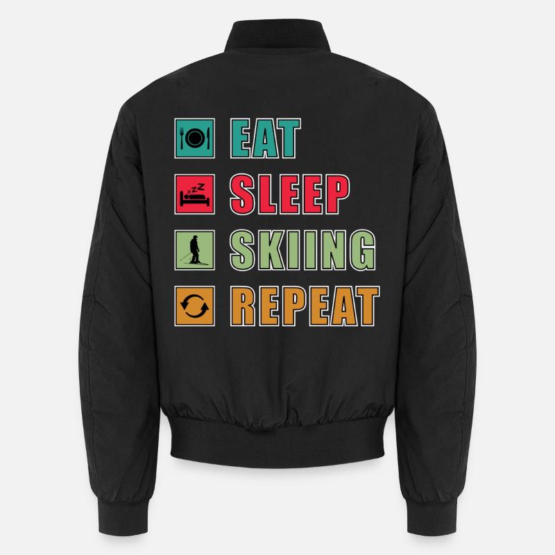 Eat Sleep Repeat Skiing Unisex Bomber Jacket