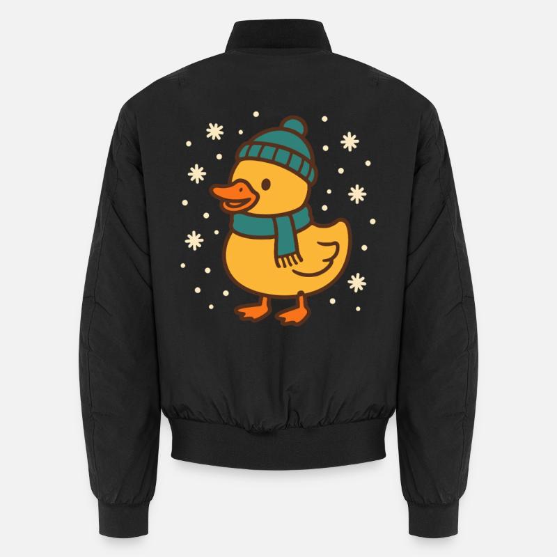 Funny Christmas Duck Winter Holiday Cheer - Unisex Bomber Jacket - black