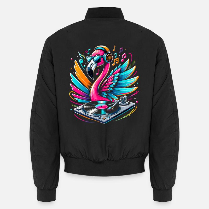 Flamingo DJ Neonbeat - Unisex Bomberjacke - Schwarz
