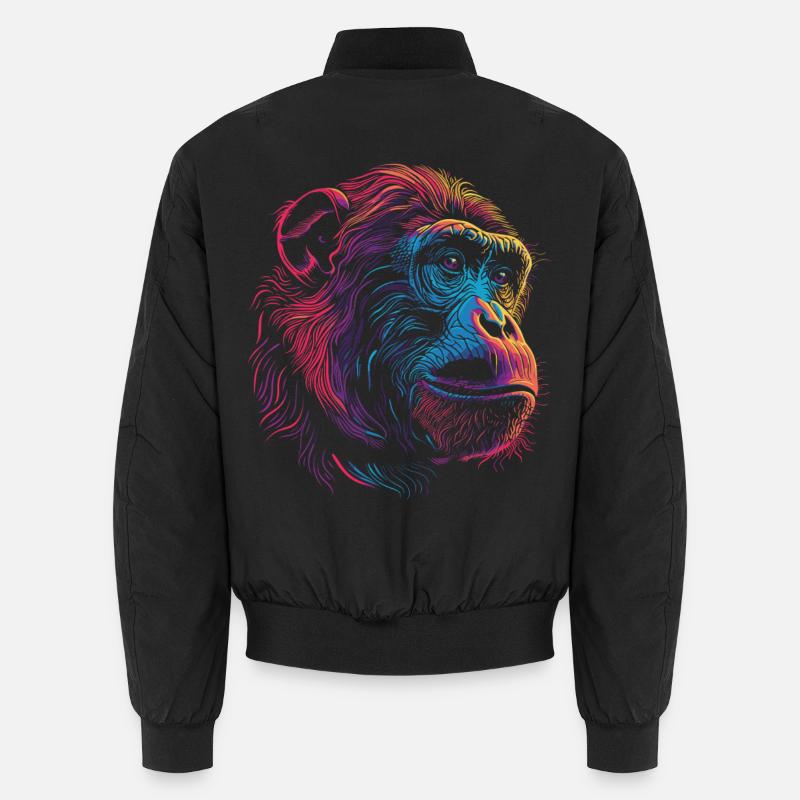 Singe Psychédélique Néon - Bomber unisexe - noir