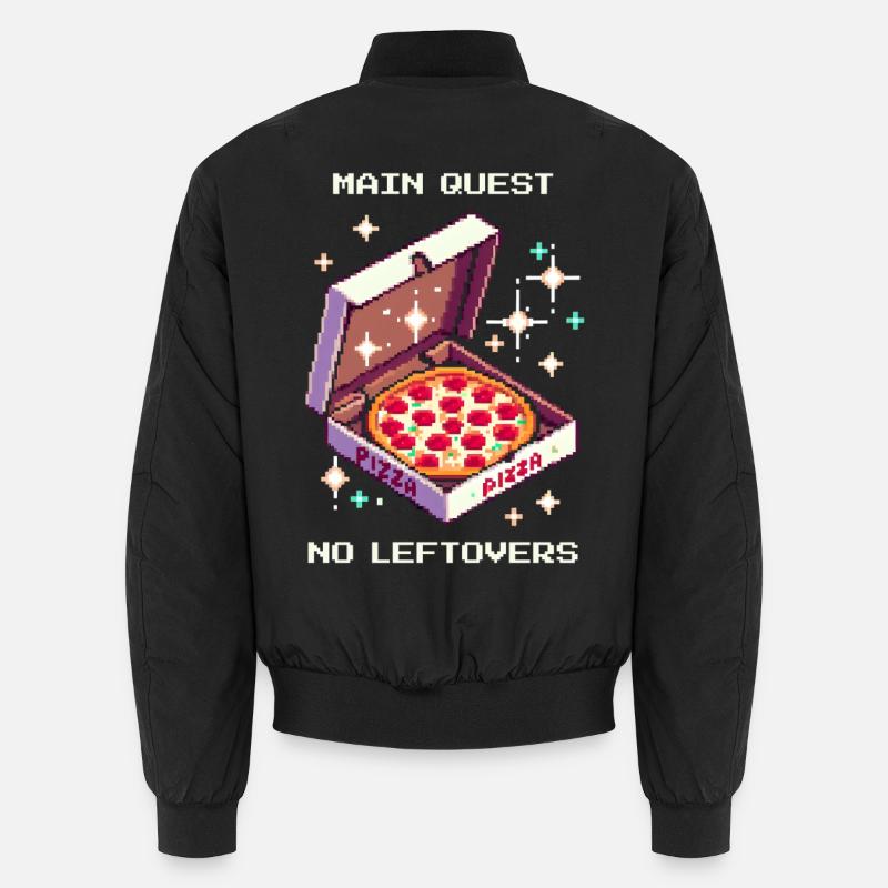 Quête principale : Pas de restes | Pizza RPG Humour - Bomber unisexe - noir