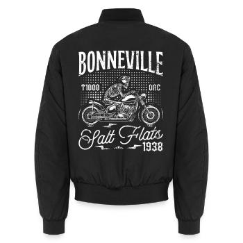 Bonneville Salt Flats Moto Anniversaire 1938 - Bomber unisexe - noir - Dos - AI Model Male 185 light (185cm)