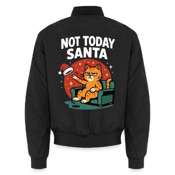 Drôle de chat pas aujourd’hui Père Noël Humour - Bomber unisexe - noir - Dos - AI Model Male 185 light (185cm)