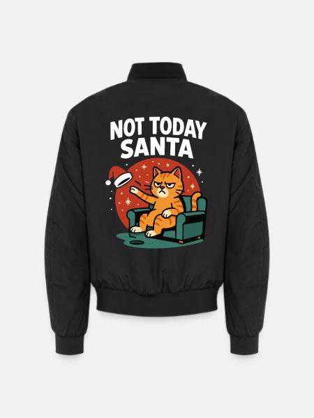 Drôle de chat pas aujourd’hui Père Noël Humour - Bomber unisexe - noir