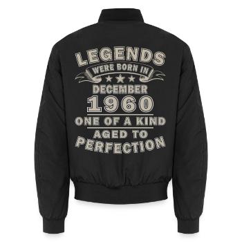 Dezember 1960 Vintage Geburtstag Retro Geschenk - Unisex Bomberjacke - Schwarz - Hinten - AI Model Male 185 light (185cm)