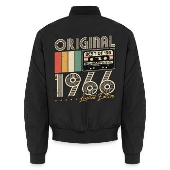 Original 1966 Vintage Vintage Birthday Retro - Unisex Bomber Jacket - black - Back - AI Model Male 185 light (185cm)