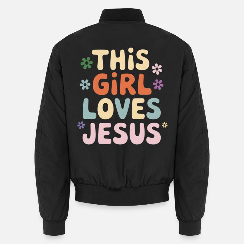 Dieses Mädchen liebt Jesus - Unisex Bomberjacke - Schwarz