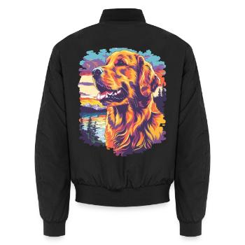 Colored dog in sunset - Unisex Bomber Jacket - black - Back - AI Model Male 185 light (185cm)