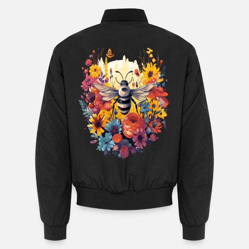 Bee in a flower wreath Unisex Bomber Jacket