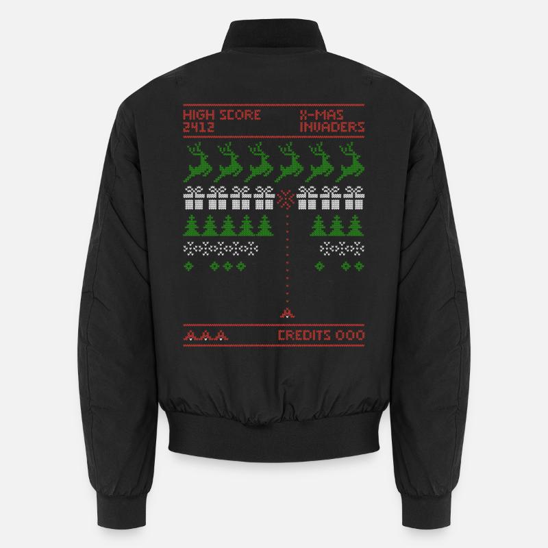 X-Mas Invaders | Shooting Game | ugly christmas - Unisex Bomber Jacket - black