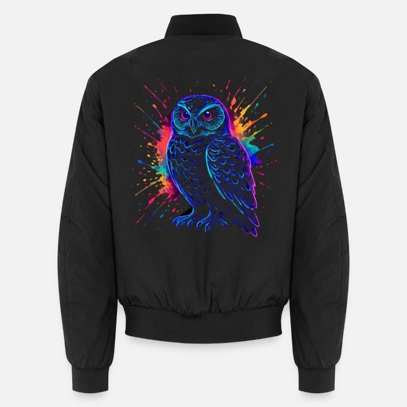 Neon Eule Farb-Splash Kunst Shirt Unisex Bomberjacke