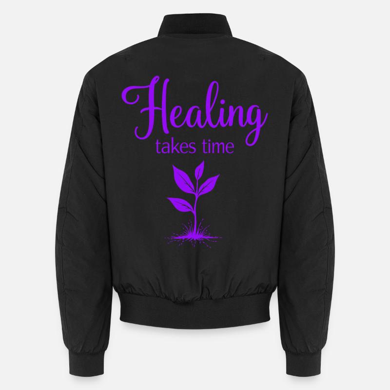 Healing takes time Mindfulness Patience - Unisex Bomber Jacket - black