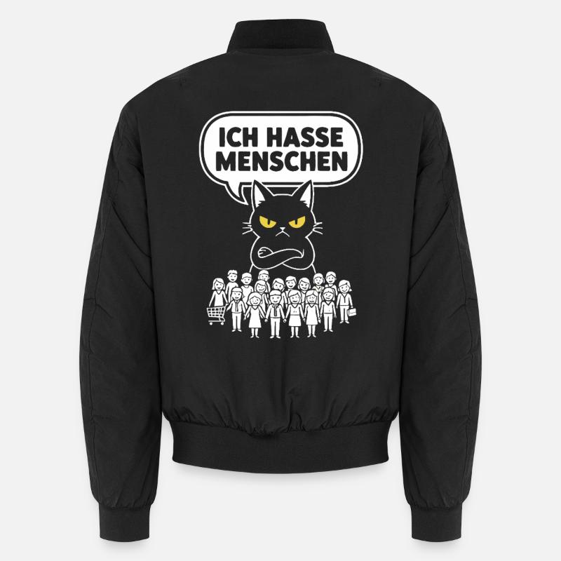 Ich Hasse Menschen Katze Lustig Sarkasmus Unisex Bomberjacke