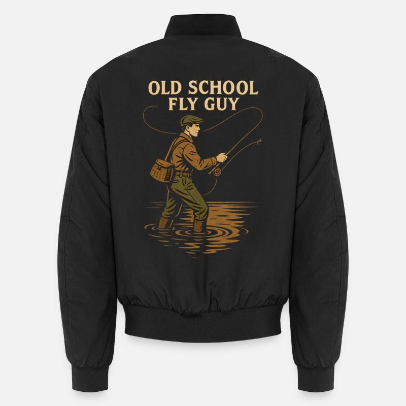 Old School Fly Guy Angeln Retro Unisex Bomberjacke