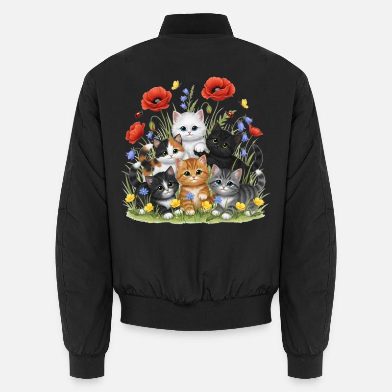 Chatons au jardin fleuri - Bomber unisexe - noir