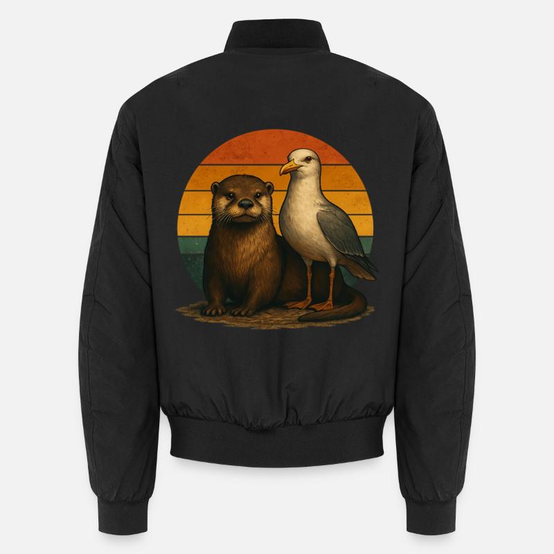Otter Möwe Retro Tierfreunde Unisex Bomberjacke