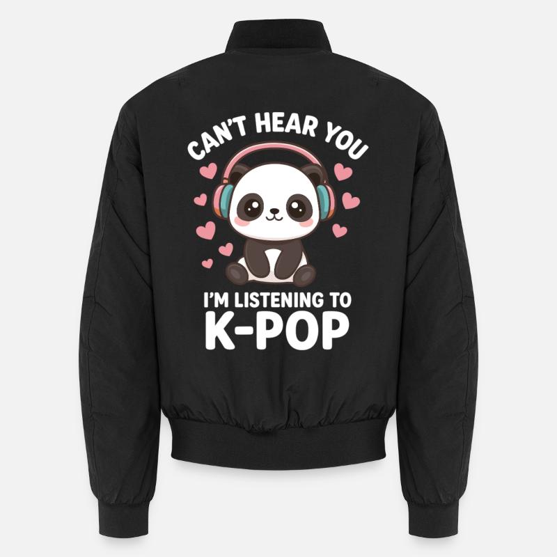 Kawaii Panda – Style K-Pop mignon - Bomber unisexe - noir