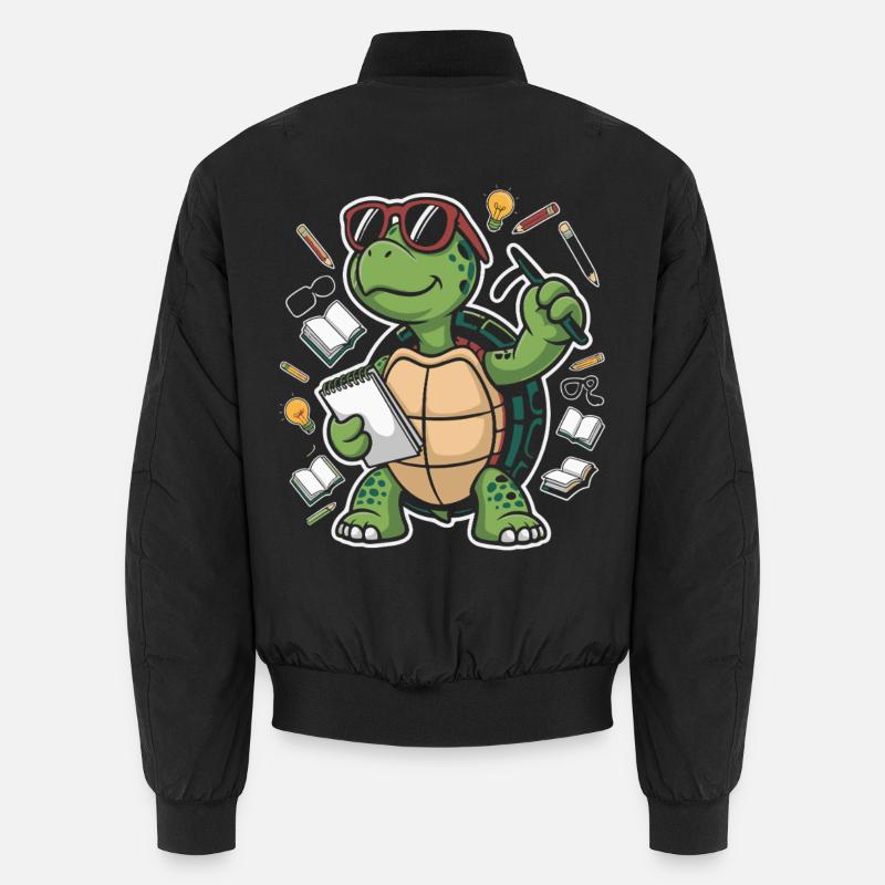 Lernende Schildkröte mit Stift Unisex Bomberjacke
