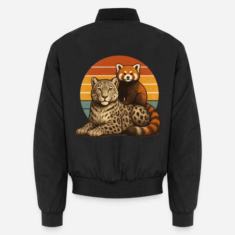 Schneeleopard Roter Panda - Unisex Bomberjacke - Schwarz