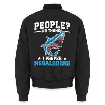  Megalodon Research Team Megalodon Shark Lover - Unisex Bomber Jacket - black - Back - AI Model Male 185 light (185cm)