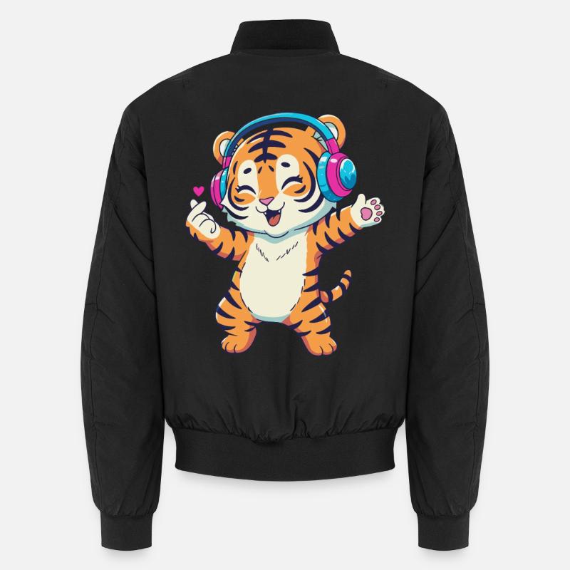 Dancing K-pop Tiger - Unisex Bomber Jacket - black