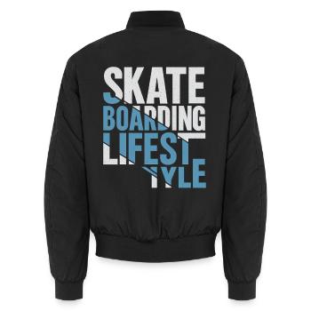 Skateboarding Lifestyle Retro Typo Design - Unisex Bomberjacke - Schwarz - Hinten - AI Model Male 185 light (185cm)