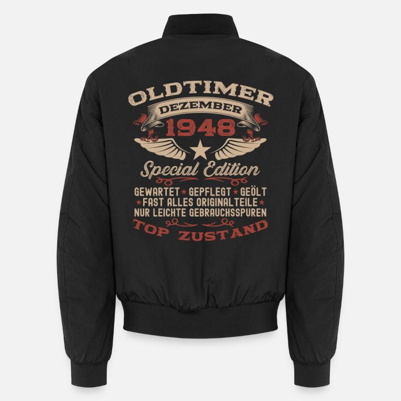 77. Geburtstag Geschenk Oldtimer Dezember 1948 Unisex Bomberjacke