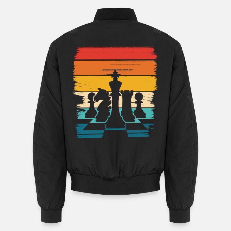 Silhouette des pièces d’échecs arc-en-ciel Bomber unisexe