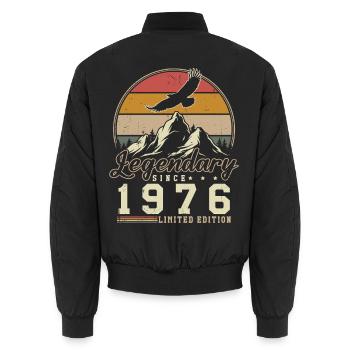 1976 Vintage Vintage Anniversaire Cadeau Rétro - Bomber unisexe - noir - Dos - AI Model Male 185 light (185cm)