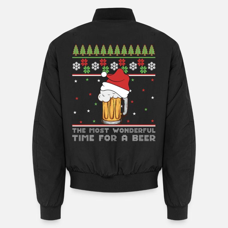 Weihnachtsbier Hässlicher Pullover Weihnachtsalkohol Hässlicher Aperitif - Unisex Bomberjacke - Schwarz