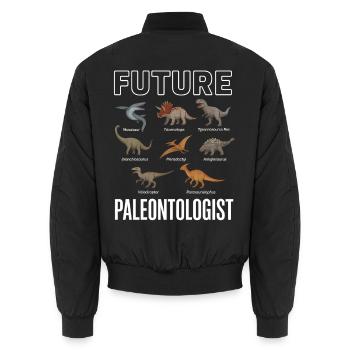 Future Paleontologist Dino Arten Sammler - Unisex Bomberjacke - Schwarz - Hinten - AI Model Male 185 light (185cm)