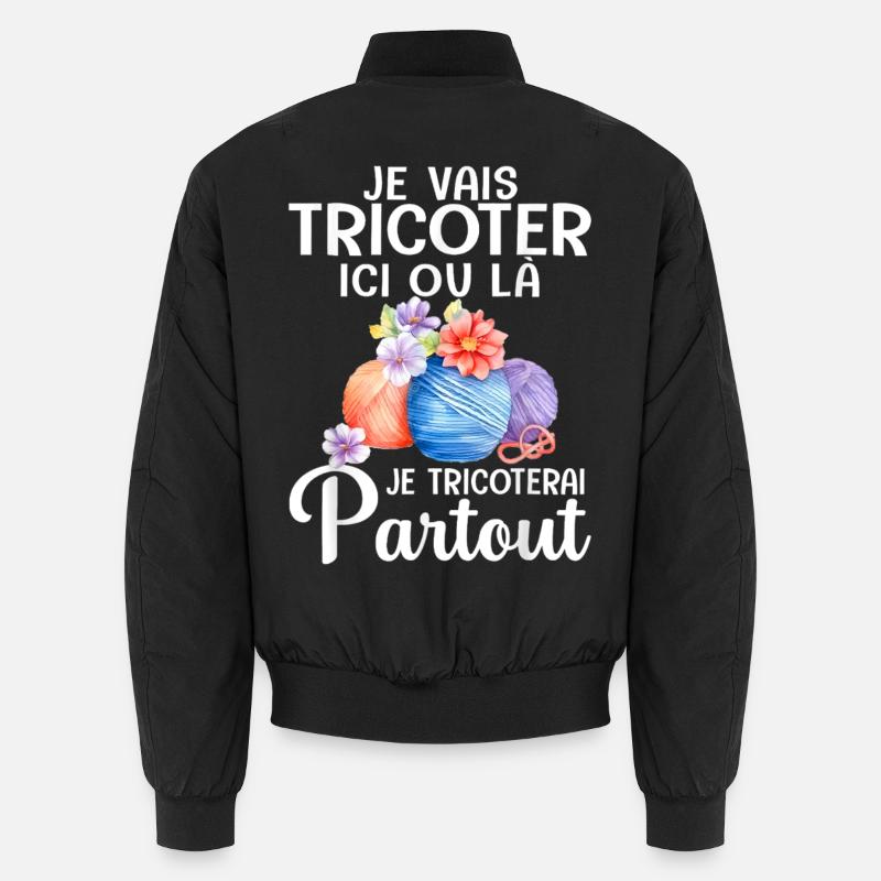 I'm going to knit here or there, I'll knit everywhere Unisex Bomber Jacket