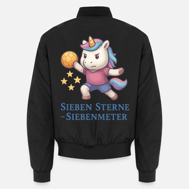 Einhorn Handball Sieben Sterne Siebenmeter - Unisex Bomberjacke - Schwarz