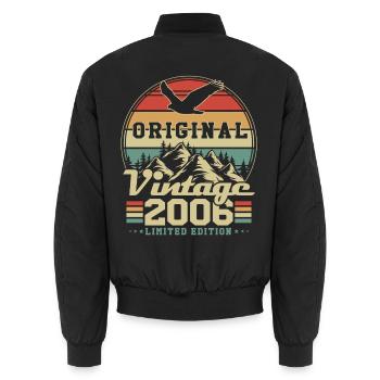 Original 2006 Vintage Vintage Birthday Retro - Unisex Bomber Jacket - black - Back - AI Model Male 185 light (185cm)