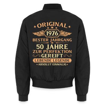 1976 Baujahr Lebende Legende - 50. Geburtstag - Unisex Bomberjacke - Schwarz - Hinten - AI Model Male 185 light (185cm)