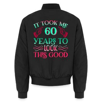 Il a fallu 60 ans pour être aussi beau - Bomber unisexe - noir - Dos - AI Model Male 185 light (185cm)