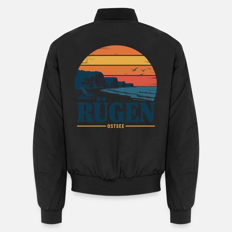 Rügen Baltic Sea Retro Gift - Unisex Bomber Jacket - black