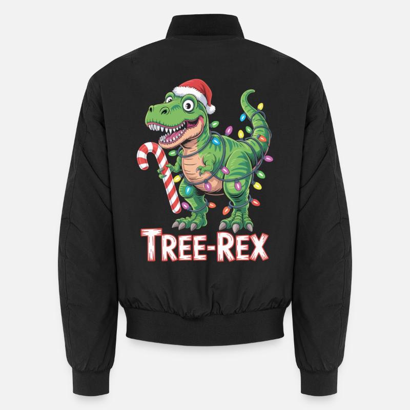 Tree-Rex – T-Rex avec canne en sucre d’orge et lumières Bomber unisexe