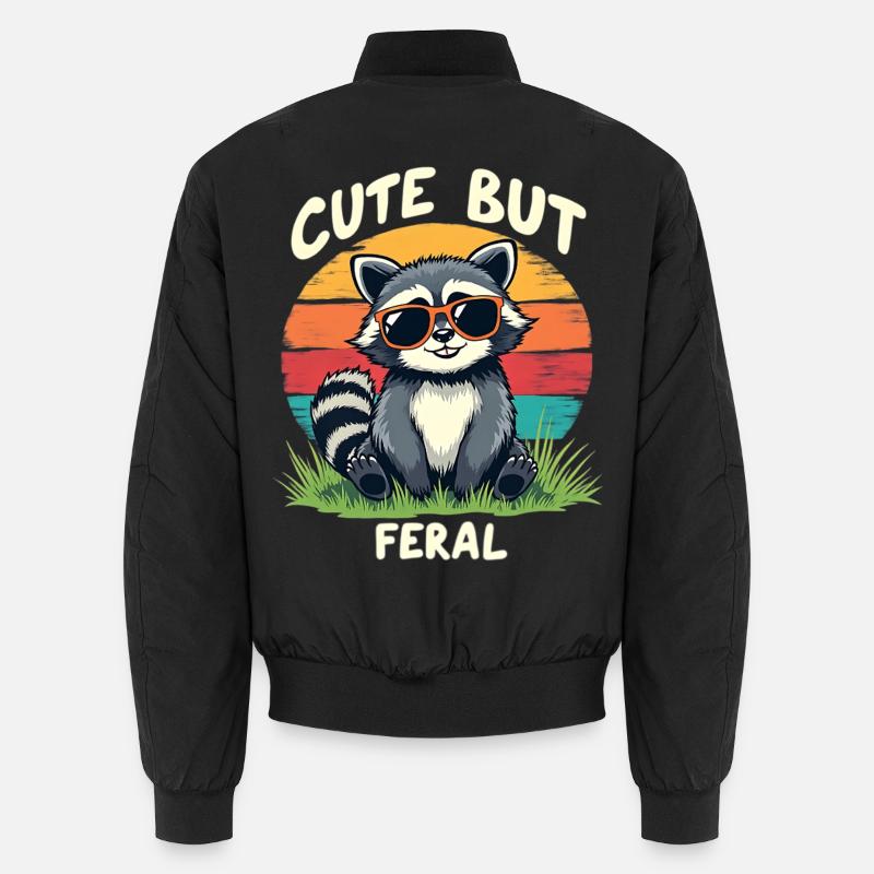 Coucher de soleil rétro de raton laveur mignon Bomber unisexe