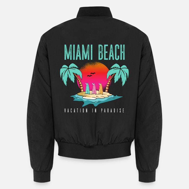 Miami Beach Paradise Getaway - Unisex Bomber Jacket - black
