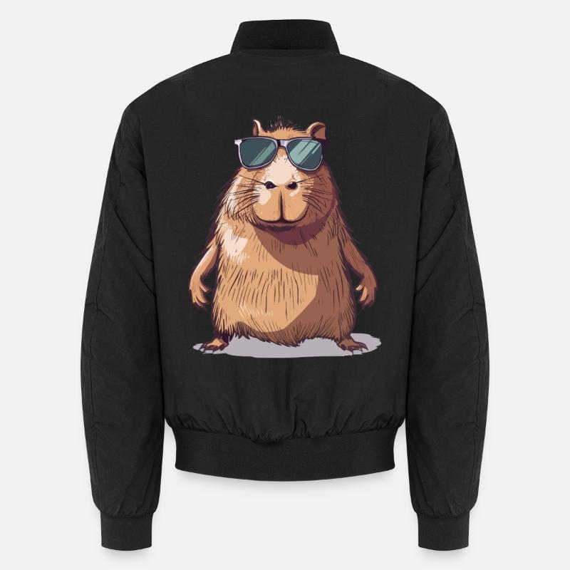Casual Capybara with Sunglasses Comic Unisex Bomber Jacket