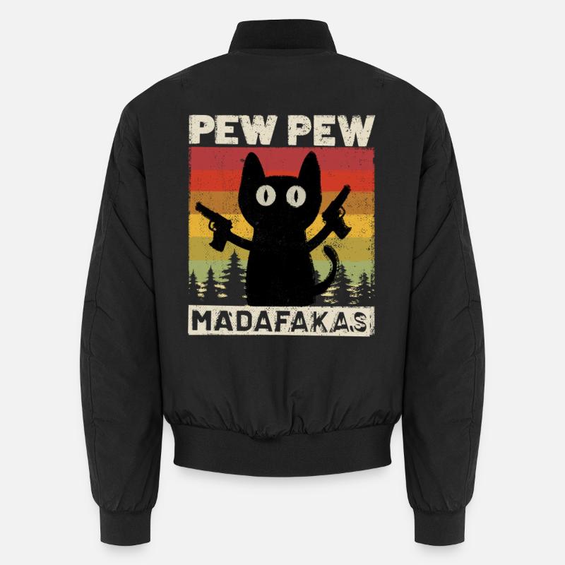 Pew Pew Katze - Unisex Bomberjacke - Schwarz