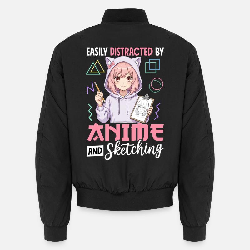 Easily Distracted By Anime And Sketching - Unisex Bomberjacke - Schwarz