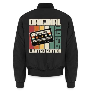 Original 1956 Jahrgang Vintage Geburtstag Retro - Unisex Bomberjacke - Schwarz - Hinten - AI Model Male 185 light (185cm)